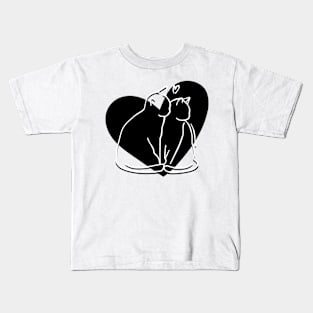 Black and white cats in love Kids T-Shirt